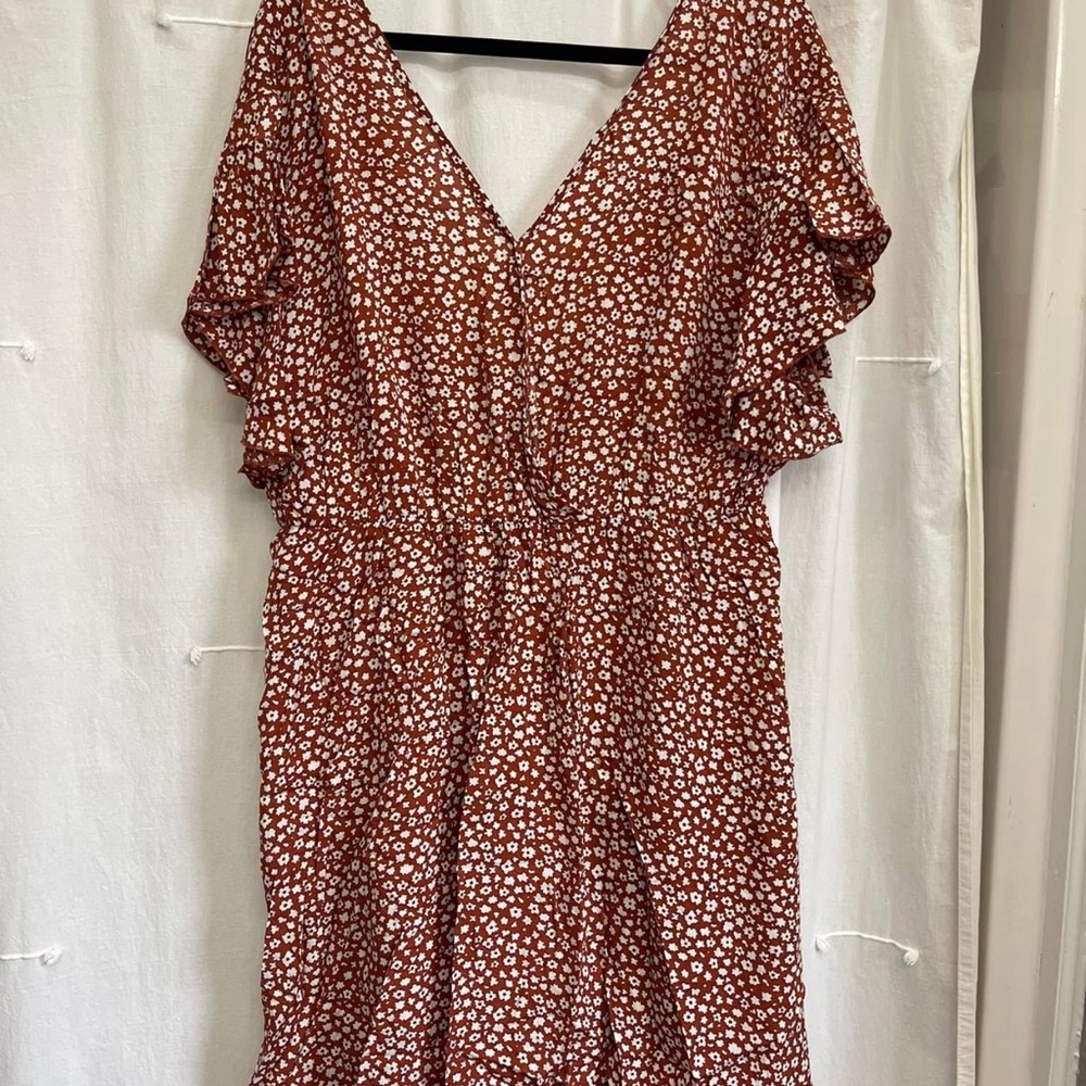 SHEIN Orange Flutter Sleeve Mini Sundress